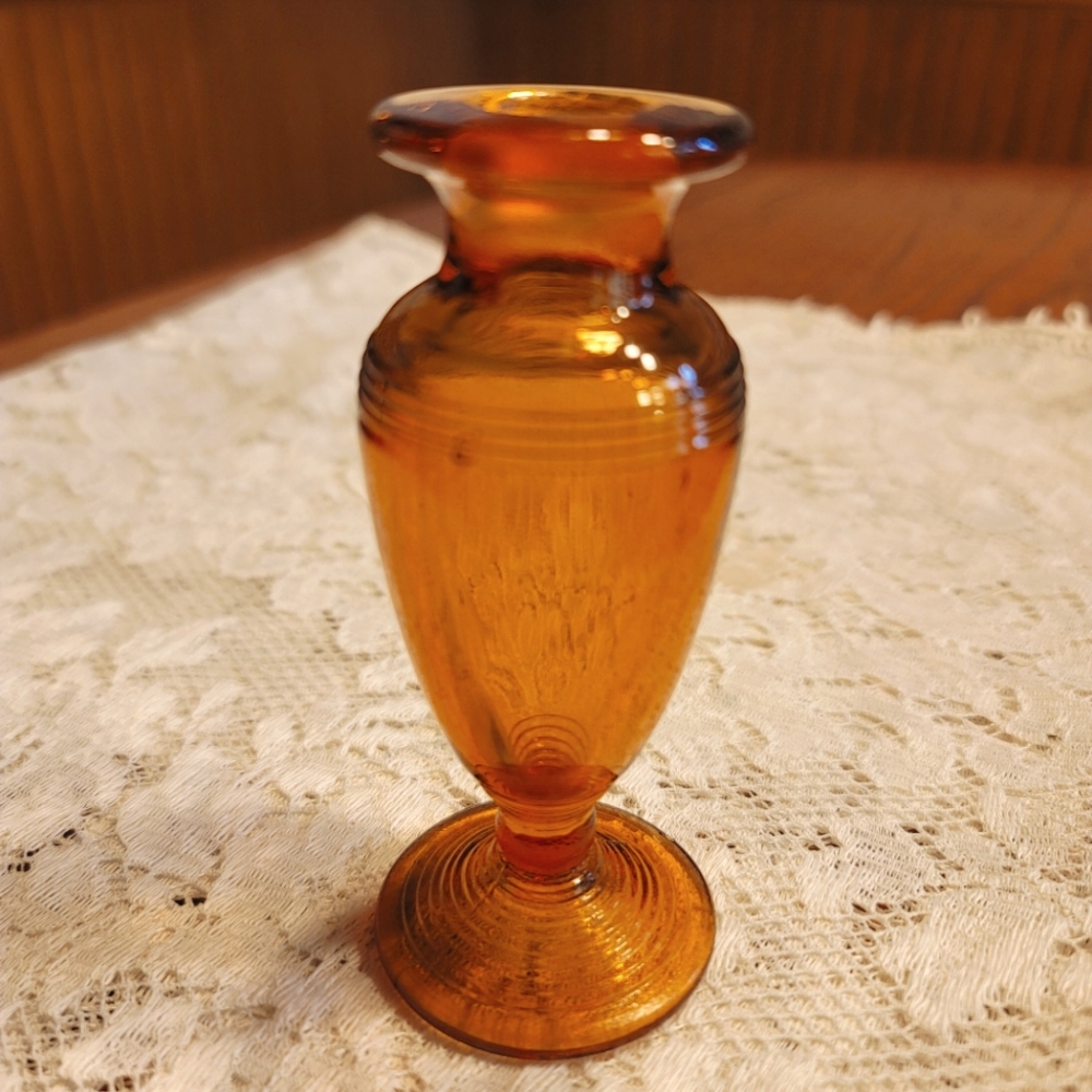VTG Amber Glass Perfume Bottle (No Stopper) / Mini Vase 4"